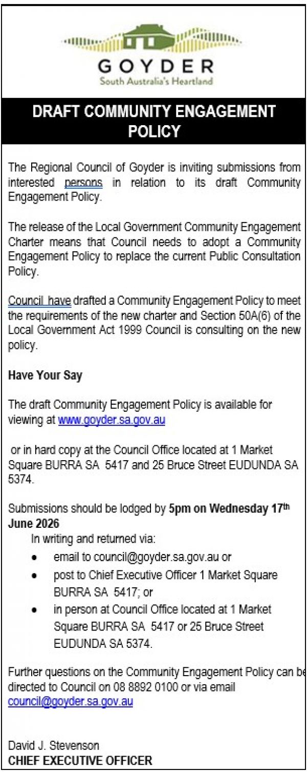 DRAFT Community Engagement Policy - Public Consultation | Goyder ...