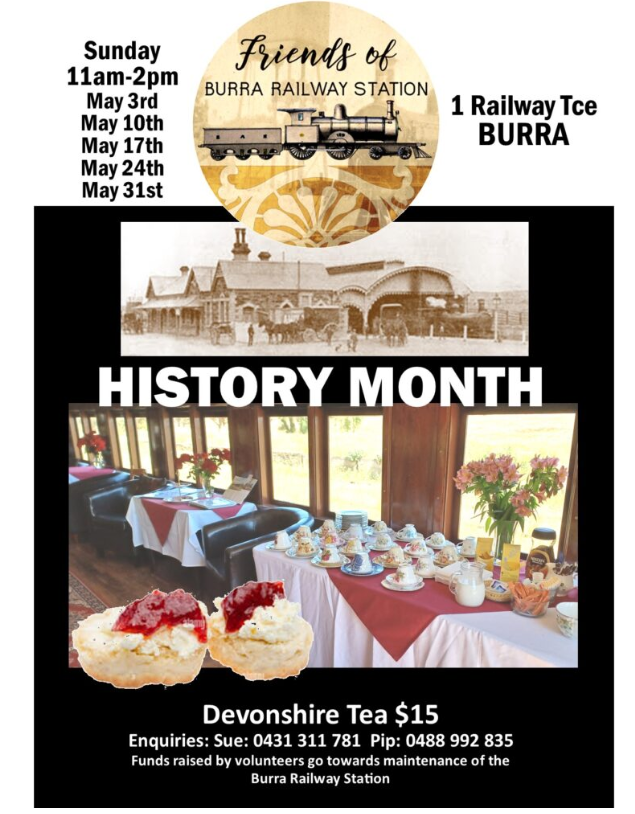 Friends of Burra Railway Station - History Month - Devonshire Tea - 31 ...